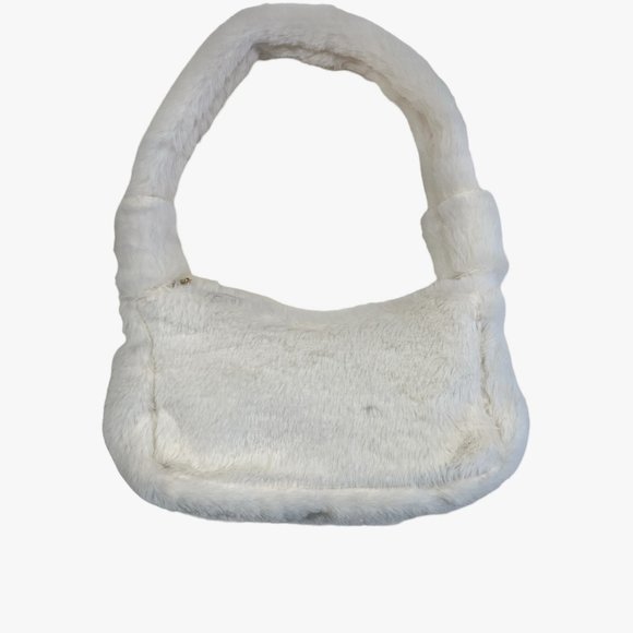 Fluffy Soft Furry Plush Shoulder Mini Hobo Handbag - NWT - Winter White - Picture 2 of 10